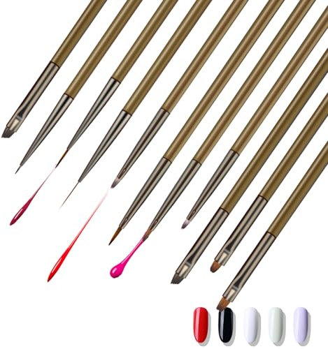 15pcs Nail Art Brushes Set Nail Design Painting Brushes Nail Dotting Tool Nail Polish Clean-Up Brushes Nail Gel Detail Drawing Brushes Nail Art Design Pen Painting Tools for Home DIY Manicure (Brown)