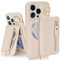 SailorTech iPhone 14 Pro Case with Card Holder, Ring Stand, Kickstand, Wallet, Apricot