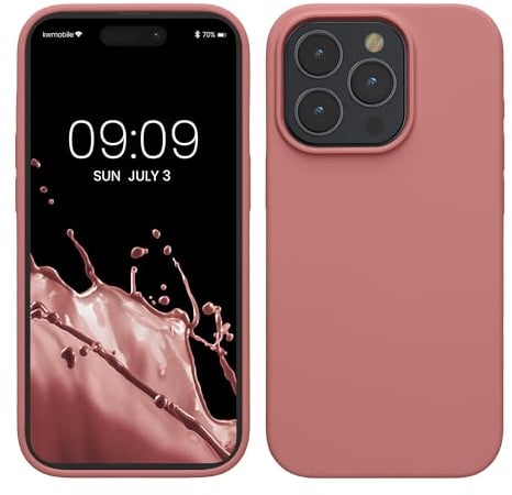 kwmobile Handyhülle für iPhone 15 Pro Hülle, für iPhone 15 Pro Case - Hülle Silikon - kabelloses Laden - Winter Rose