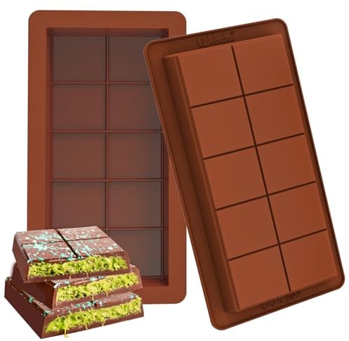 Webake moule tablette chocolat dubai en silicone LFGB Lot de 2 moules à tablette de chocolat profonds Barre de chocolat Moules à chocolat