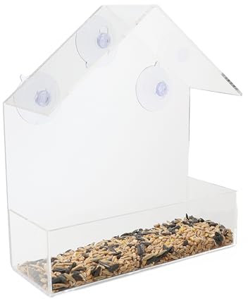 DIVCHI Clear Window Bird Feeder with Strong Suction Cups Plastic Wild Bird Feeder House Bird Seed Feeders for Garden Outdoor Backyard Wildlife Little Birds (8)