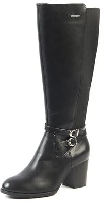 GABYLOU - Modello Marta - Stivali da donna 2 XL con tacco largo - 2 suole, 1 rimovibile - Tacco a blocco di 7 cm - Chiusura con cerniera YKK - Stile autunno inverno per polpacci larghi