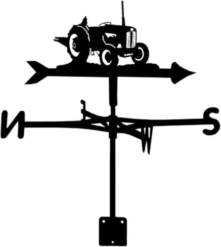 TIECHUINIUB Girouette de tracteur en acier inoxydable pour décoration de toit de jardin Noir