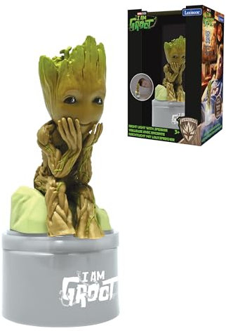 Lexibook Lexibook-NS01GG, Marvel Guardiani della Galassia, Groot Nightlight con Altoparlante per la cameretta dei Bambini, Luce soffusa, a Batteria, Colore Grigio/Marrone, Taglia Unica, NS01GG