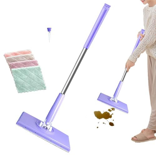 Generic Easy Mops for Floor Cleaning - Dirt Removal Flat Mops - Handless Washing, Purple, Hard Floor, Polypropylene (PP) Head, Stainless Steel Handle