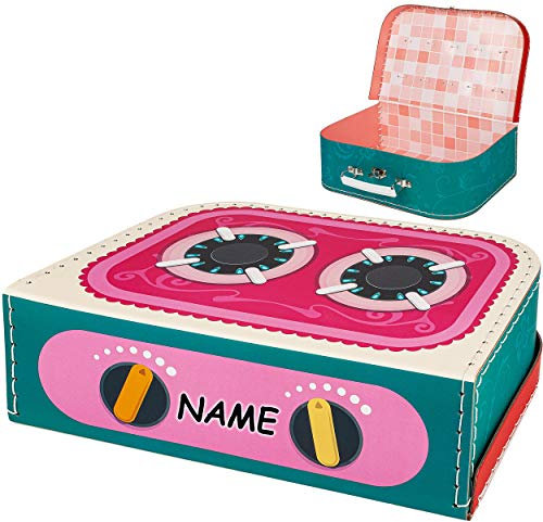 alles-meine.de GmbH Koffer/Kinderkoffer - GROß - Küchen - Kochfeld - inkl. Name - 29 cm - ideal für Spielzeug und als Geldgeschenk - Pappkoffer - Puppenkoffer - Kinder - Pappe ..