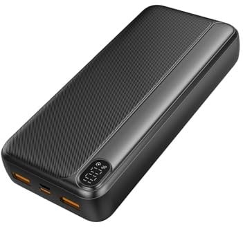TechFlow Power Bank, 20,000mAh Portable Power Bank – Ultra High Capacity Battery Pack with 1 USB-C PD 18W & 2 USB-A PD 22.5W Ports, Fast Charging for Smartphones, Tablets, and More