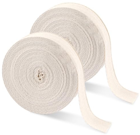 Vaktop 2 Rolle Schrägband, Schrägband Baumwolle 30 m x 20 mm, Baumwollband Beige, Einfassband zum Nähen für DIY Handwerk Dekorationen Näharbeiten