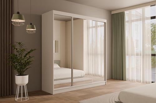 ALTDECOR Schwebetürenschrank mit Spiegel V2-Urbano - 215X200 | Garderobenschrank mit viel Stauraum, Vielseitiger , Schrank, Kleiderschrank