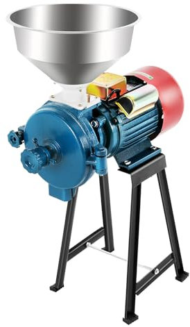 Trituradora Eléctrica, Molinillo Eléctrico de Granos 2200W, Molino de Maíz y Forraje, Máquina de Molienda para Escopeta con Tolva de Acero Inoxidable, 1400 RPM Alta Velocidad, Grosor Ajustable