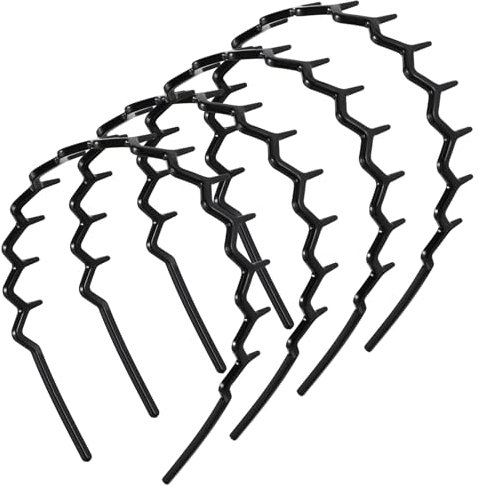 Zickzack Haarreif 4 Stück Haifischzahn Haarkamm Haarband Gewellte Kunststoff Stirnband Make Up Haarreif für Sport Fitness Tägliches für Damen und Mädchen (Vollschwarz)