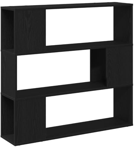 vidaXL Schwarzes Eichen-Display-Regal 100 x 24 x 94 cm Stylisches Regal aus Spanplatte 3 Regale Coole Aufbewahrung für Wohnzimmer und Arbeitszimmer, dekoratives Organisieren, Möbel für Innenräume
