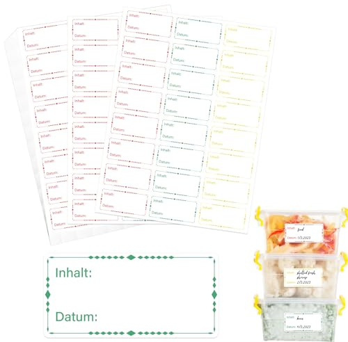 600 Stück Gefrieretiketten Ablösbar, 6x3cm Selbstklebend Etiketten | zum Beschriften, Ablösbare Etiketten, Bunt Lebensmitteldatum Etiketten, Gefrieretiketten für Gläser Marmelade