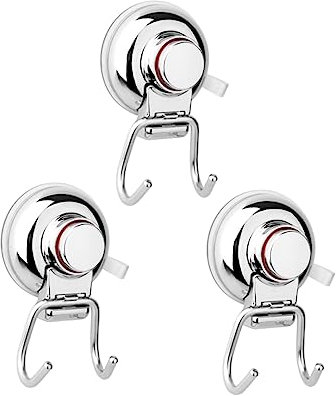 Angoily 3stücke Haken Mit Saugnapf Nahtlose Doppelhaken Superstarke Haken Ohne Bohren Für Badezimmer Und Küche Aus Edelstahl Und Abs-kunststoff