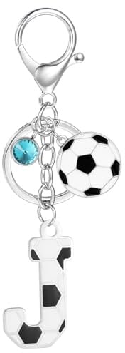 MWOOT Porte Clé Football avec Lettre Initiale, Porte Clef Alphabet avec Pendentif Football pour Amoureux du Football, Cadeau de Football Charme de Porte Clés pour Clé de Voiture Sac à Dos Décor