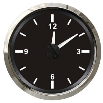 Uhr Meter Gauge 12-Stunden-Format mit Hintergrundbeleuchtung 52mm (2 ) 12V/24V for Auto Boot(Noir)