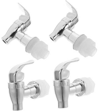 BESTOYARD 4 Stück Getränkespender Ersatzhahn Abs Langlebiger Wasserspender Hahn Einfacher Einbau Vielseitig für Saft Wasser Wein für Camping Familienfeiern und Poolpartys Teiliges Silber