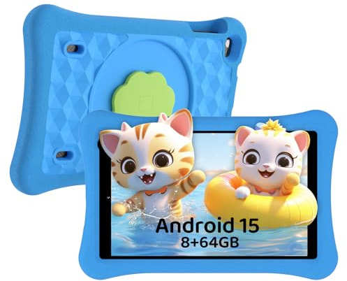 AWOW Tablet para Niños 10 Pulgadas, Tablets Infantil Android 15 Octa-Core, 8GB RAM 64GB ROM, Pantalla IPS HD 1280×800, Batería 6000mAh, Tablet Infantil con Funda anticaídas Control Parental, WiFi 6