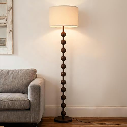 kaixunl Landhaus Wohnzimmerlampe Stehlampe Retro lampe Boho Stehleuchte Lampenschirm aus Stoff Bogenlampe Stehleuchte Für Wohnzimmer Eckzimmer Esszimmer Schlafzimmer Arbeitszimmer Und Büros Nussbaum