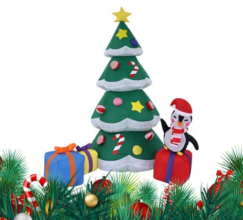 Albero di Natale Inflatable,1.8m Illuminato Decorazione Gonfiabile | Decorazione Da Esterno Con Luci LED Integrate,Per Giardino Prato Terrazzo Patio Interni