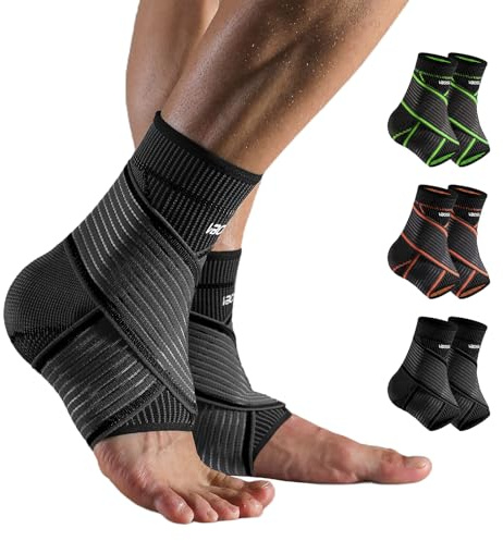 ZAHRVIA Chevillère Entorse - Attelle de Cheville Ajustable pour Fasciite Plantaire & Tendon d'Achille - Chevillère de Maintien Sport en Tricot 3D Respirante (1 Paire) (Noir, XL)