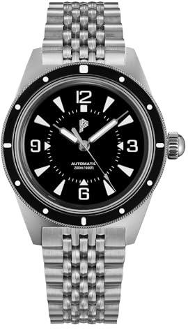 PHORCYDES PH-2 Montre de plongée mécanique 200 m NH35A Boîtier automatique en acier inoxydable Lumineux (lume bleue et bracelet)