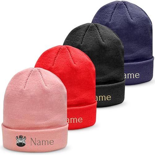 my STITCHERY Kindermütze mit Namen oder Motiv Bestickt - Personalisierte Beanie für Kinder aus doppellagigem Strick als außergewöhnliche Geschenkidee