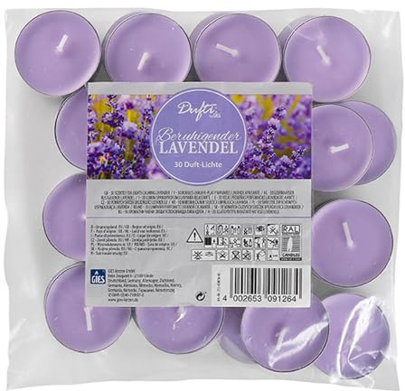LED Universum - Duft Teelichter 30er Set | Kerzen | Lavendel | Brenndauer ca. 4 Std. | Tischdekoration für Hochzeit, Weihnachten, Feste, Partys