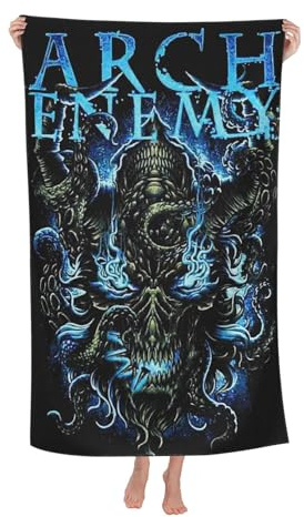 UOYOUCZBI Unisex Enemy Death Metal Band Hautfreundliches Saugfähiges Badetuch Leuchtend Bedrucktes Handtuch Individuelles Weiches Badetuch Schwarz 80 x 130 cm