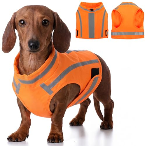 KONVINIT Hunde Warnweste Reflektierende Sicherheitsweste für Hunde zur Jagd mit Klettverschluss, Neon-Gelb, XS