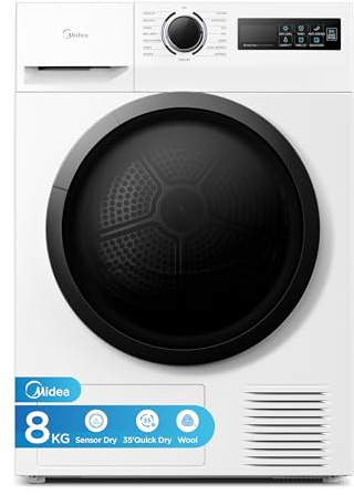 Midea 8kg Heat Pump Tumble Dryer A++ Energy Class 35' Quick Dry | Auto Dry,Hygiene,HealthGuard,Refresh and Anti-crease for Family Homes with Year-Round Drying Needs MD110H80D/W-UK