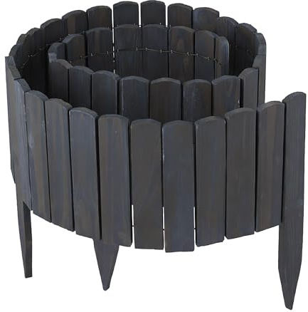 Relaxdays Beeteinfassung, 200 cm lang, flexibel, anthrazit | Sichthöhe: 20 cm, zum Stecken, Holz, Beetzaun, Rasenkante