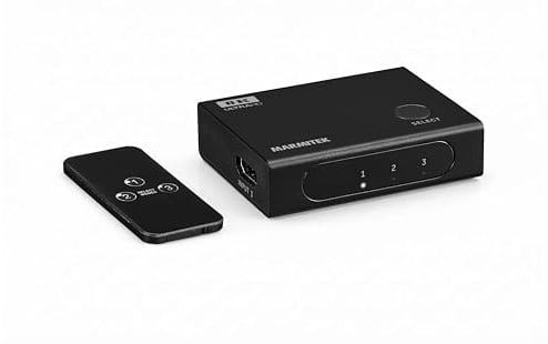 Marmitek Connect 730-8K HDMI Switch 4K240 3 EIN 1 Aus HDMI 2.1 VRR | HDMI Umschalter für PS5, Xbox und Monitor, 120/144/165/240Hz, 48 Gbps, Auto-Umschaltung, VRR, ALLM, QMS und QFT