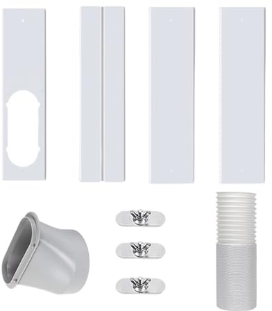 Set di guarnizioni per finestra per climatizzatore portatile, paraspifferi regolabili in PVC con adattatore per tubo di scarico da 15 cm, tubo di scarico per finestra per persiane e finestre
