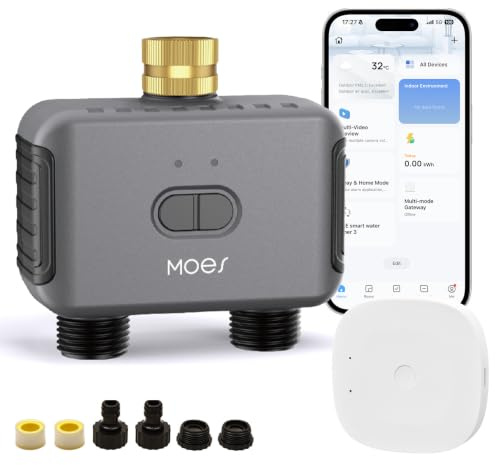Bewässerungscomputer WLAN 2 Ausgänge für Gartenbewässerung,Messing-Einlass