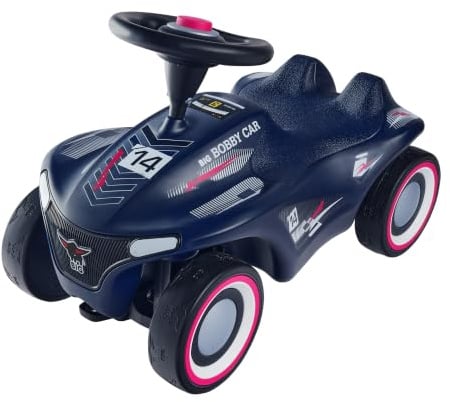 Big Bobby Car Neo RS blau - Rennwagen Rutschauto Kinderfahrzeug mit Flüsterreifen für leise Fahrgeräusche und Guten Grip, ergonomischer Sitz mit Kniemulde, Kleiner Wendekreis, ab 12 Monaten