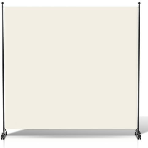 Jaxguom Paravent Raumteiler, 1-teilig auf Rollen 187x181x30cm Weiß | Paravent mit Rollen als Sichtschutz und Raumteiler für Innenräume, Balkon, Terrasse, Garten, Büro, Bad und Umkleide