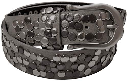 styleBREAKER Damen Nietengürtel mit unterschiedlichen Nieten, Kunstleder Gürtel Einfarbig, Damengürtel kürzbar 03010008, Farbe:Dunkelgrau, Größe:85cm