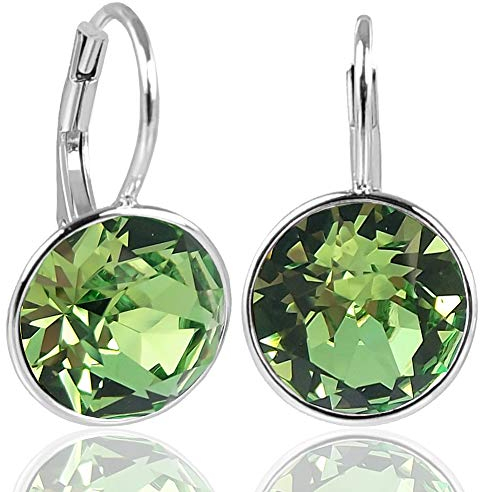 NOBEL SCHMUCK Silber-Ohrringe mit Marken Kristallen 925 Sterling Silver - Peridot
