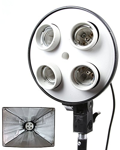 FOTGA 4in1 E27 Lampenfassung Licht-Kopf-Halterung Bulb Socket Lamp Holder Light Head für Softbox Regenschirm Dauerlicht