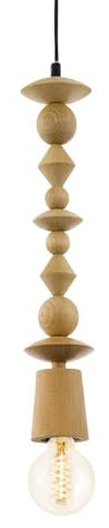 Eglo Suspension douille Avoltri, lustre pour chambre, salon et salle à manger, lampe de plafond suspendue en bois chêne, luminaire avec culot ampoule E27