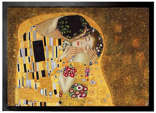 1art1 Gustav Klimt Der Kuß II Fußmatte Dekomatte Innenbereich | Design Türmatte 70x50 cm