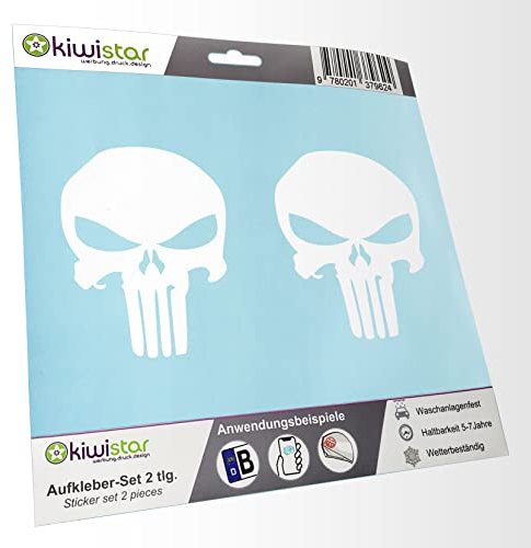 - 2X Kennzeichenaufkleber -Totenkopf - Todessymbol Aufkleber für Auto, Laptop, Fahrrad, LKW, Motorrad Mehrfarbig JDM Decal Racing