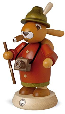 Mueller Räuchermann Osterhase Räucherhase Tourist, 18 cm hoch, original Erzgebirge Seiffen