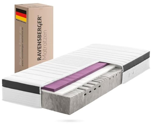 RAVENSBERGER Komfortschaummatratze Struktura-MED Gel - Härtegrad H4, hart - 80 x 200 cm, Höhe 25 cm - ergonomische 7-Zonen Matratze mit Gel-Auflage und Tencelbezug, allergikerfreundlich