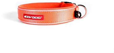 EzyDog Hundehalsband für Große, Mittelgroße, Mittlere & Kleine Hunde - Halsband Hund Neopren Gepolstert, Wasserfest, Reflektierend (XS, Orange)
