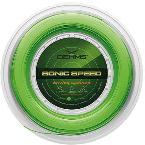 Oehms Sonic Speed Power Wedges | Profilierte Co-Polyester Tennis-Saite | 200 m Rolle | 1.24 mm