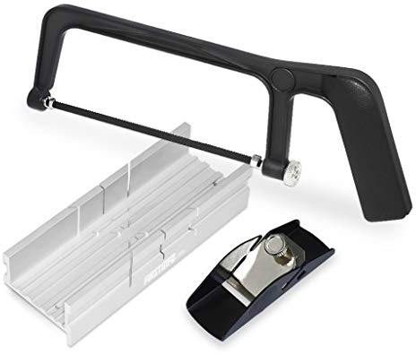 FIRSTINFO H5406 | Mini-Aluminium-Gehrungslade und Handsäge | mit Hobelset