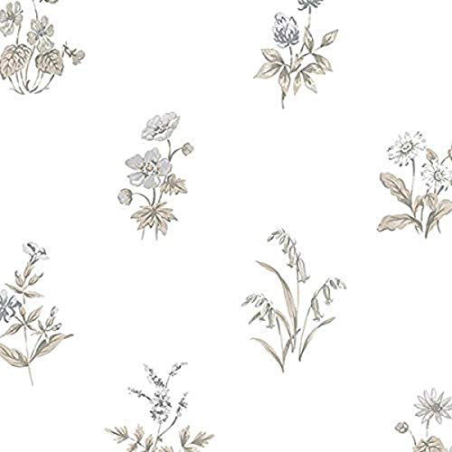 Norwall NWKE29934 Salem Papier peint texturé Motif floral Gris/marron clair