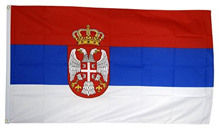 Flaggenfritze Fahne/Flagge Serbien mit Wappen + gratis Sticker
